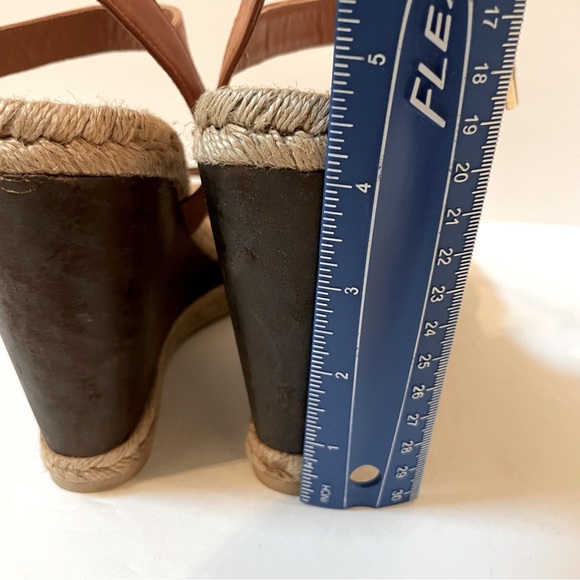 TORY BURCH Wood Wedge Heeled Espadrille Sandals Size 9 - Picture 12 of 14